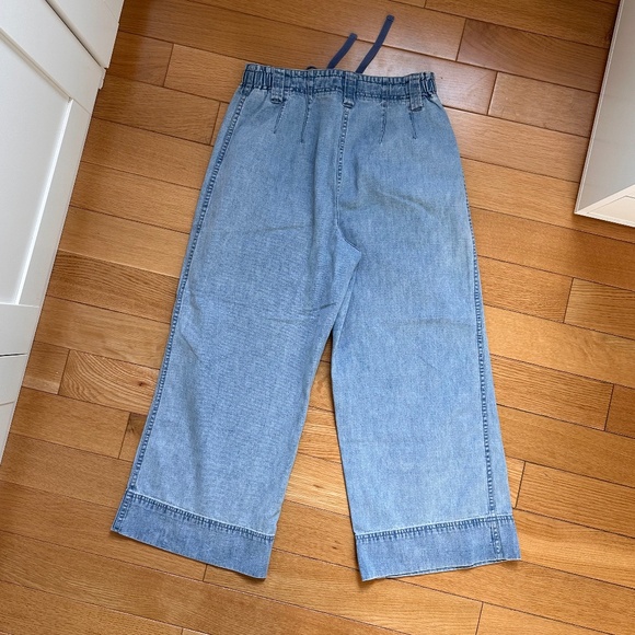 Orvis Cropped Blue Jeans Soft Stone Wash Denim Drawstring Waist 6P - Picture 2 of 3